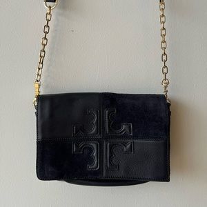 Tory Burch Navy Leather and Suede Crossbody